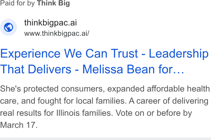 Experience We Can Trust - Leadership That Delivers - Melissa Bean for... She's protected consumers, expanded affordable health care, and fought for local families. A career of delivering real results for Illinois families. Vote on or before by March 17.