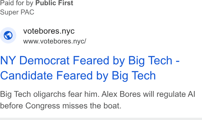 NY Democrat Feared by Big Tech - Candidate Feared by Big Tech Big Tech oligarchs fear him. Alex Bores will regulate AI before Congress misses the boat.